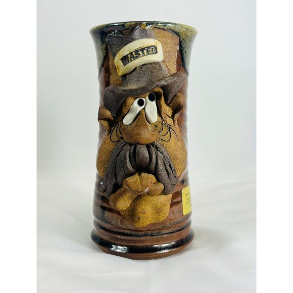 Mahon Hand Crafted Wasted Pottery Mug Stein Mustache - Picture 1 of 8